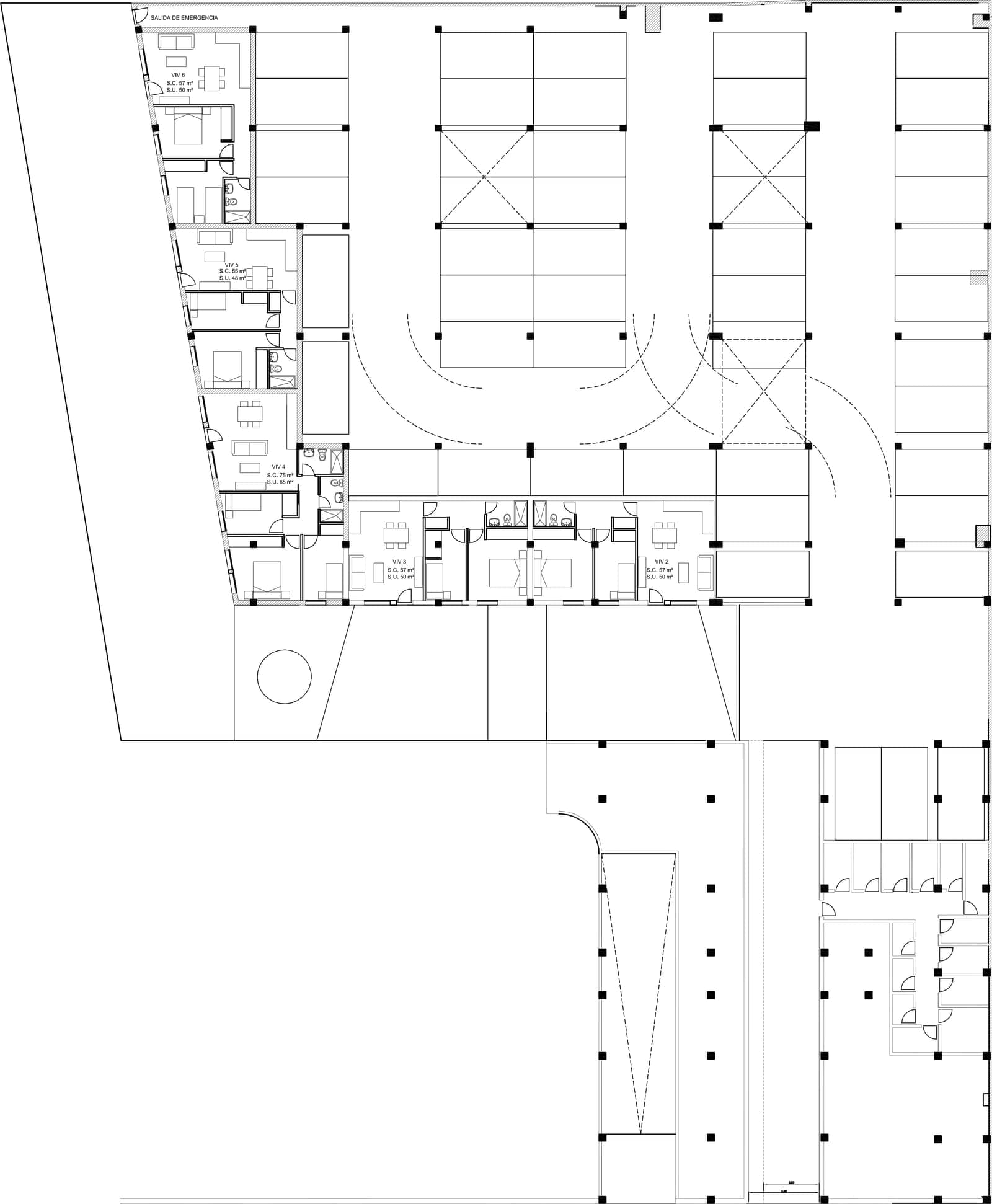 Plano del acceso por el pasaje al conjunto de la calle León XIII